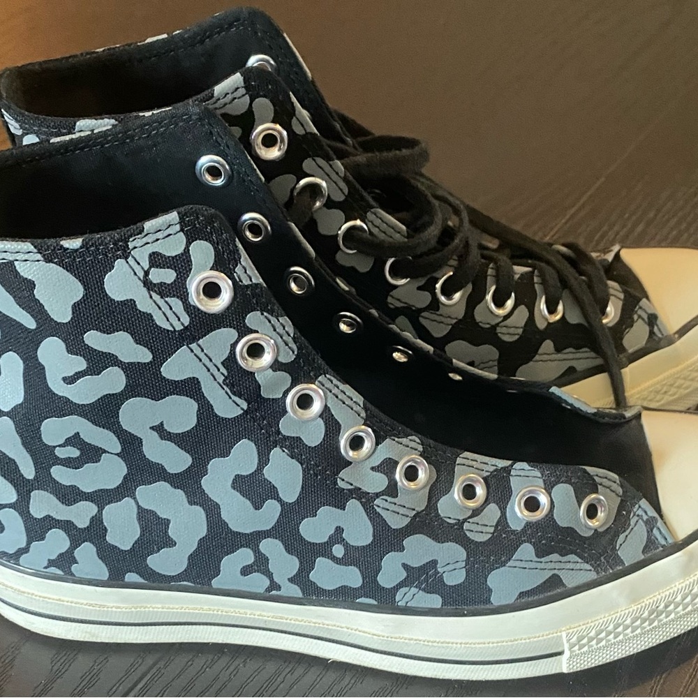 Converse Chuck Taylor Black and Gray Floral High Tops